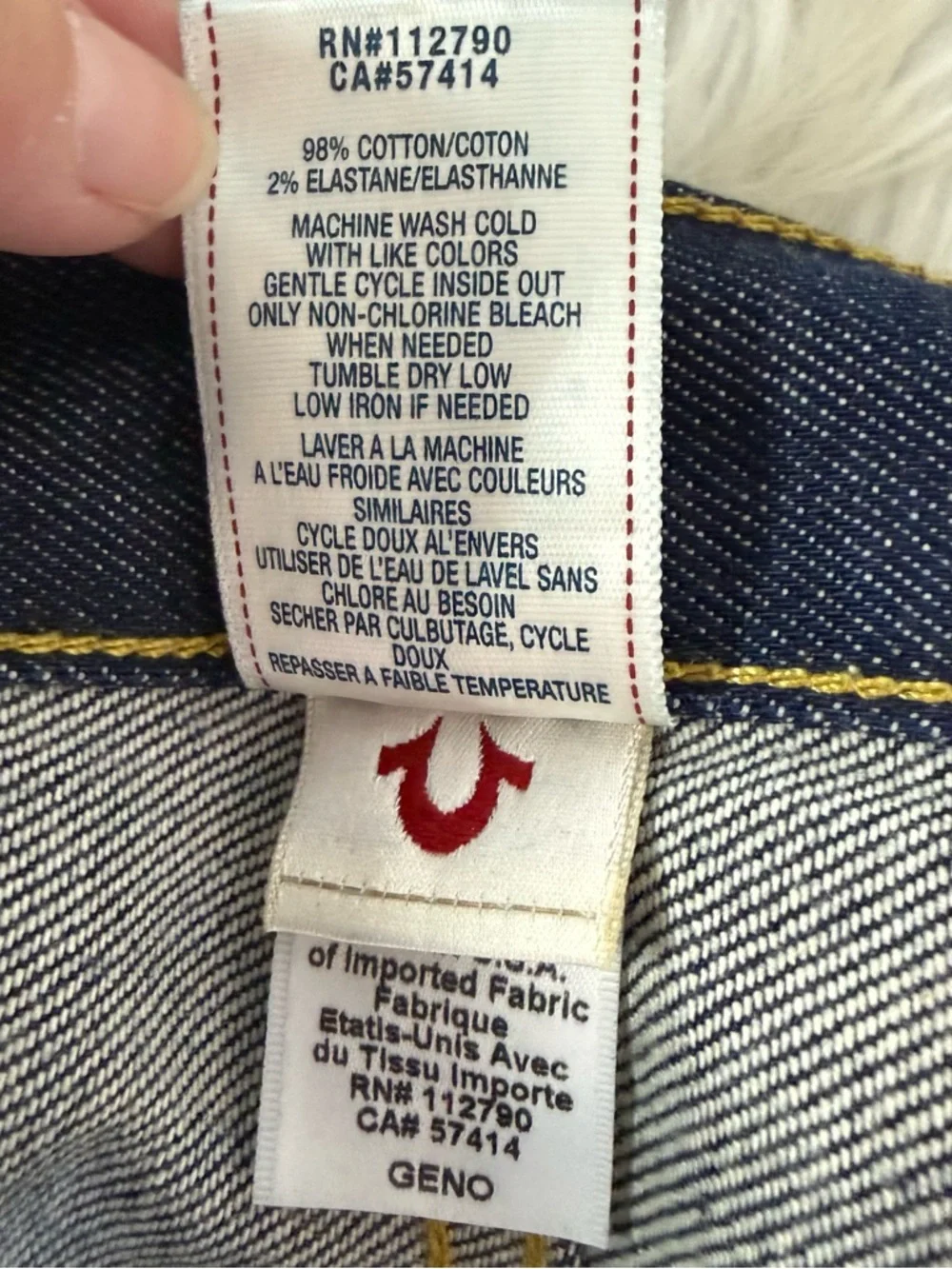 True Religion GENO Straight Leg Jeans Size 36 USA Made Dark Wash Stretch